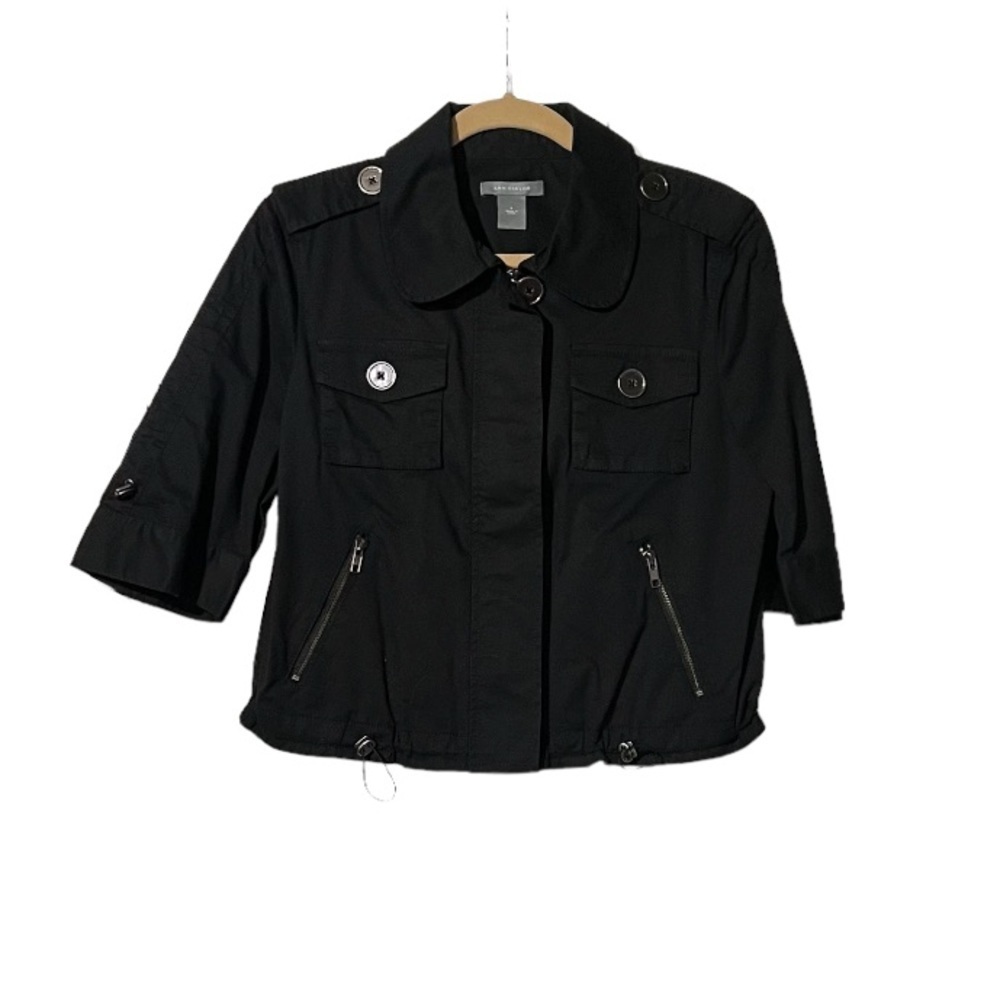 Ann Taylor Rain Jacket Cropped Black Size 6